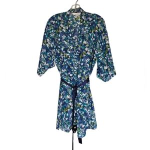Lingdore Sheer Floral Spring Nightgown Coverup House Coat Belted Chemise